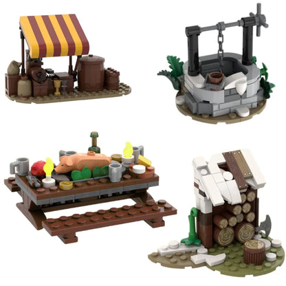 Spot MOC Small Particle Building Blocks — Dining Table & Barrel Decoration Educational Assembly Toy