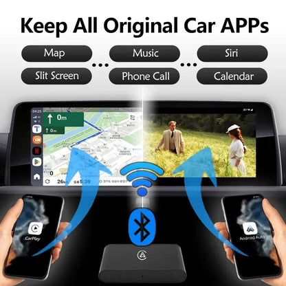 New 2 in 1 Wireless CarPlay and Android Auto Mini Box Adapter – USB/Type C Dongle for Wired to Wireless Conversion, Plug and Play