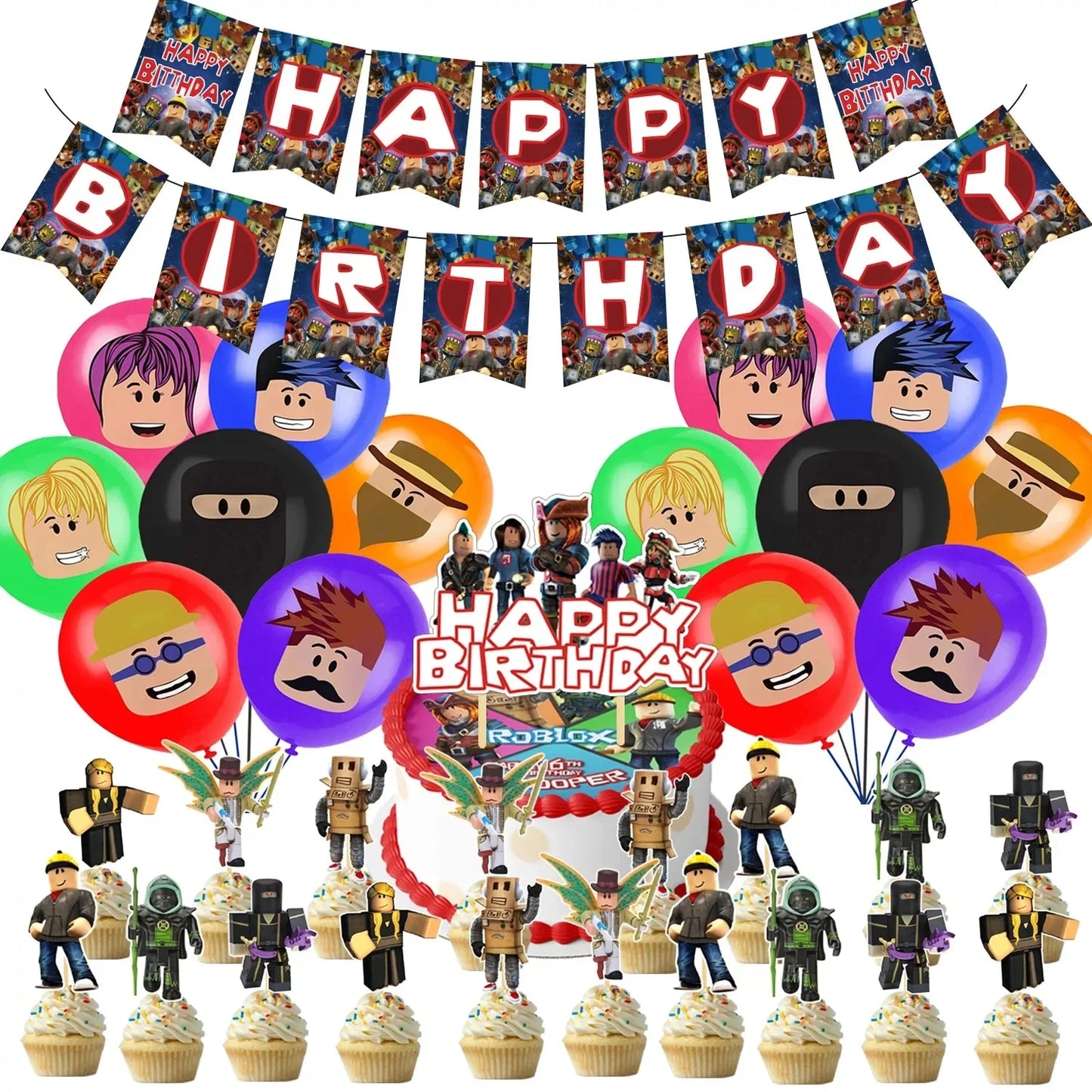Hot Roblox Theme Party Tablecloth – 108×180cm Disposable Birthday Party Supplies for Boys, Party Decorations & Tableware