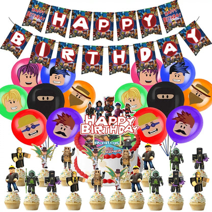Hot Robot Roblox Kids Party Supplies Set – Disposable Tableware with Paper Plates, Cups, Balloons for Birthday & Baby Shower Decorations