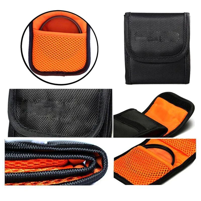 3-Pocket Camera Lens Filter Pouch – Wallet Case for 82mm ND, UV & CPL Filters