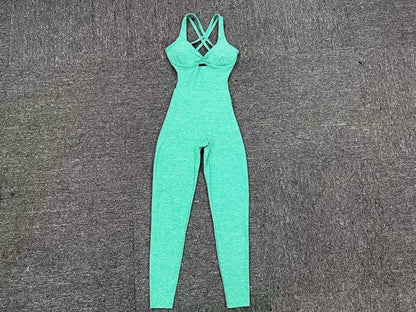 Women’s Black Sporty Jumpsuit – 2025 Workout Yoga Gym Set with Push-Up Fitness Overalls