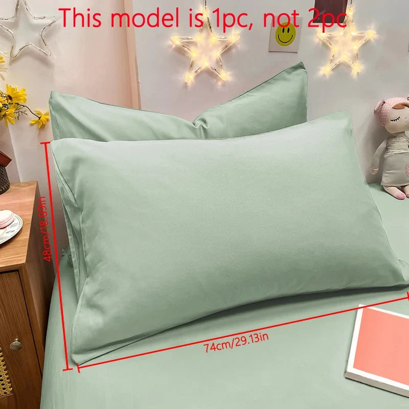 Matte Solid Color Pillowcase - Soft Pocket Sealed Bedroom Bedding Cover