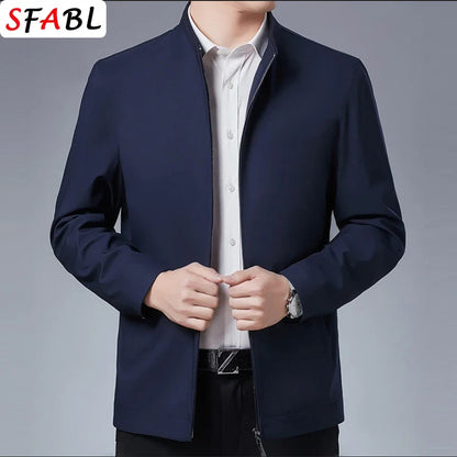 Men’s Business Casual Jacket - Luxury Zipper Blazer Office Coat for Spring and Autumn, Up to 3XL