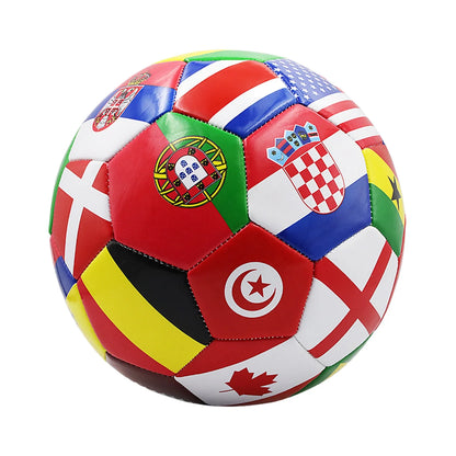 Flag Print Official Size 5 Soccer Ball - PVC Thickened Outdoor Match & Team Training Football