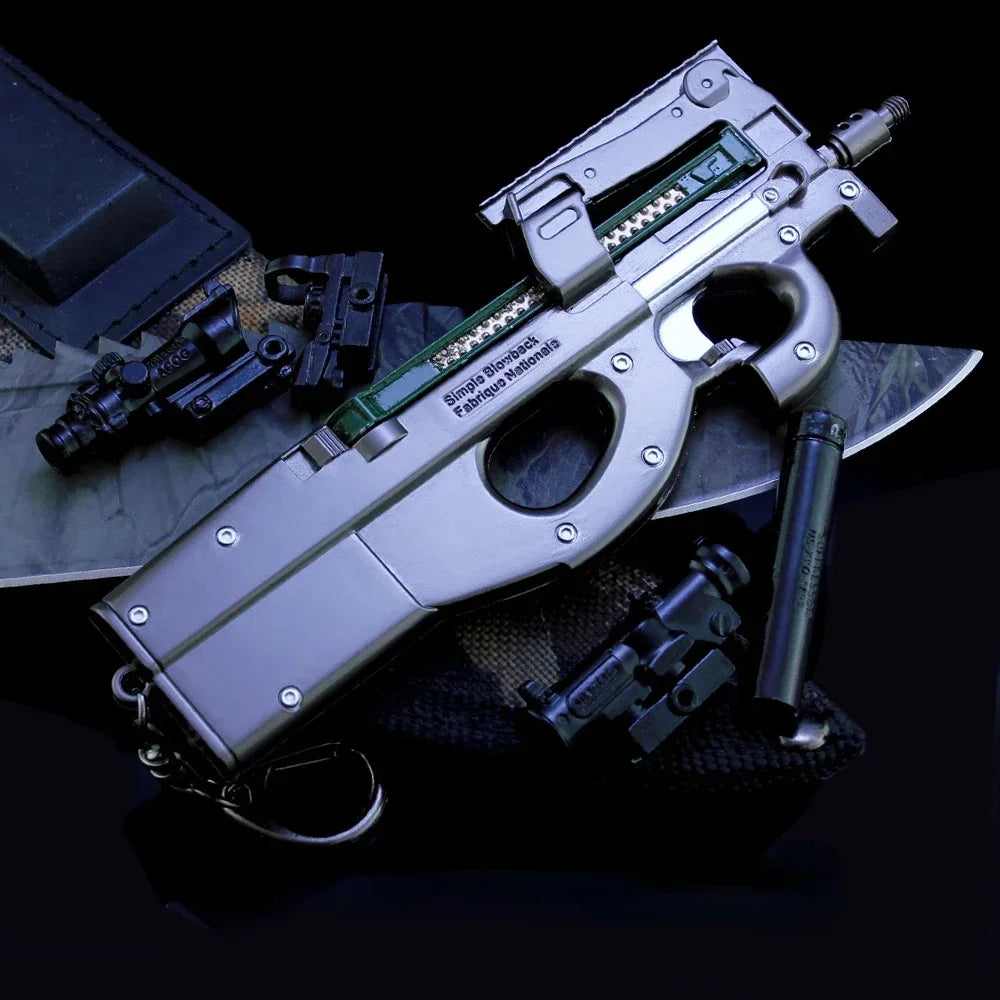 24cm P90 Submachine Gun Model - Metal Miniature Game Collectible & Display Accessory