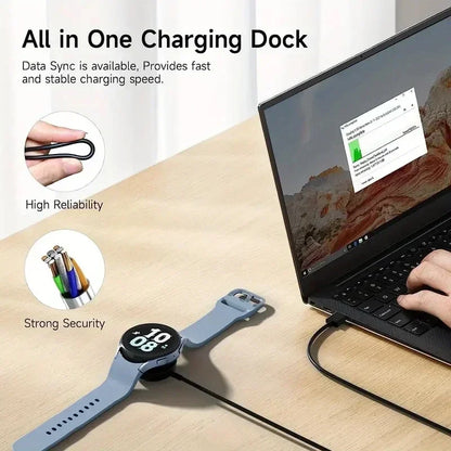 Magnetic Wireless Watch Charger – Fast Charging Dock for Samsung Galaxy Watch 8/7/6/5 Pro/5/4/3 Active 2, Portable Charging Station