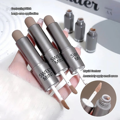 Moisturizing Matte Contour Stick - Waterproof Concealer Highlighter for 3D Nose Shadow Face Sculpting Makeup