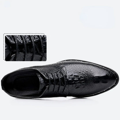 Men’s Genuine Leather Crocodile Pattern Oxford Shoes - Luxury Lace-Up Wedding Party Business Office Dress Shoes