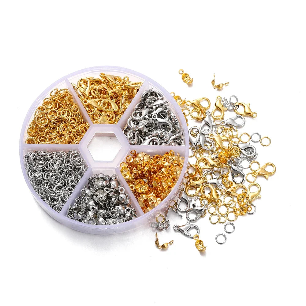 210-400Pcs Jewelry Making Kit - Lobster Clasps Jump Rings Crimp Beads Findings for DIY Bracelets & Necklaces