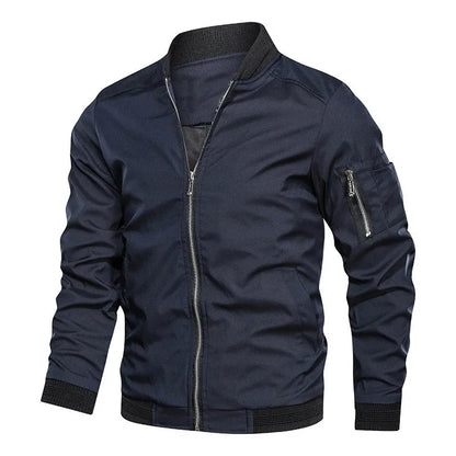 Men’s Lightweight Windbreaker Jacket - Spring Autumn Casual Zip-Up Sports Coat with Pockets