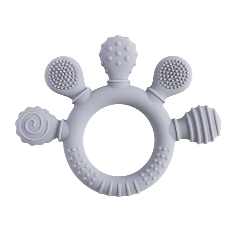 Baby Silicone Teether Toy - BPA Free Dental Chew Ring Bracelet for Infant Teething Relief and Kids Gift