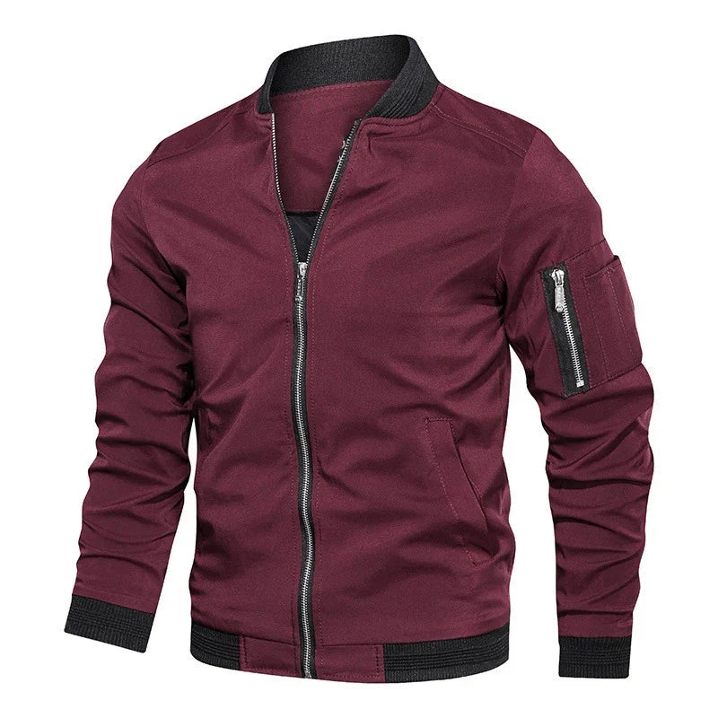Men’s Lightweight Windbreaker Jacket - Spring Autumn Casual Zip-Up Sports Coat with Pockets