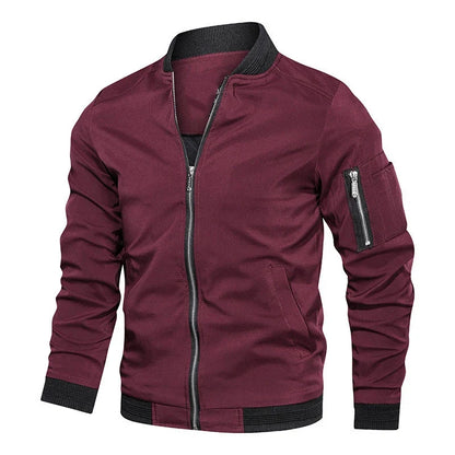 Men’s Lightweight Windbreaker Jacket - Spring Autumn Casual Zip-Up Sports Coat with Pockets