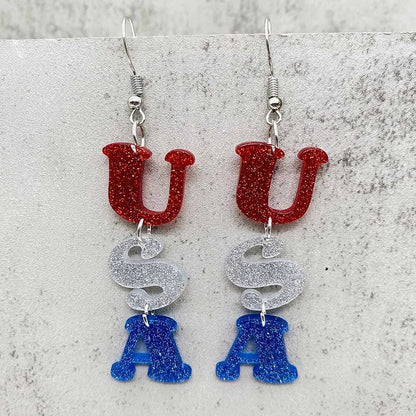 Patriotic Sunflower Acrylic Earrings - 4th of July American Flag Jewelry Gifts for Women Independence Day Parties