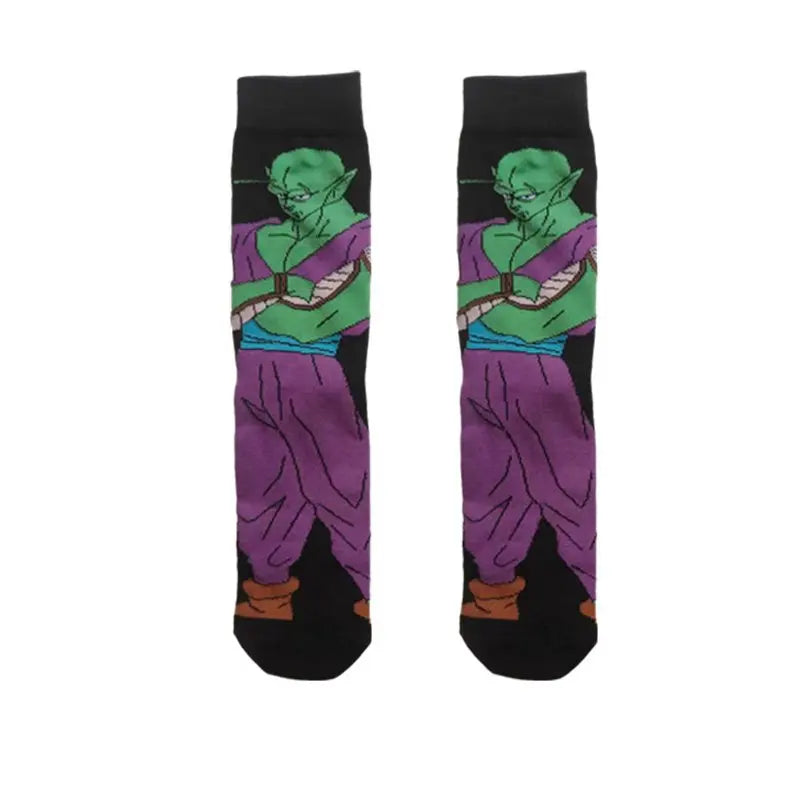 Men’s Dragon Ball Anime Mid Tube Socks - Bandai Cartoon Character Cotton Crew Socks