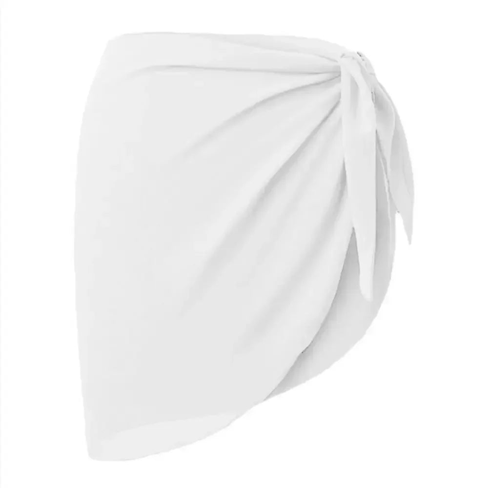 Women's Summer Sheer Sarong Cover-Up - Solid Chiffon Bikini Wrap Beach Skirt