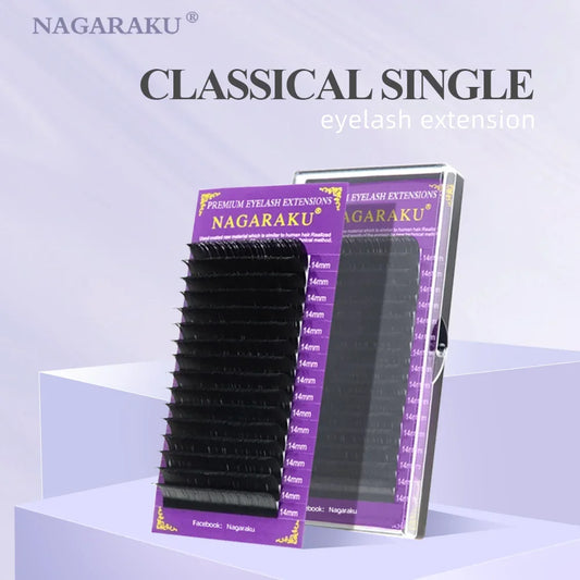 NAGARAKU 16 Rows Individual Eyelash Extensions - Soft Matte Natural False Lashes for Professional Makeup Beauty