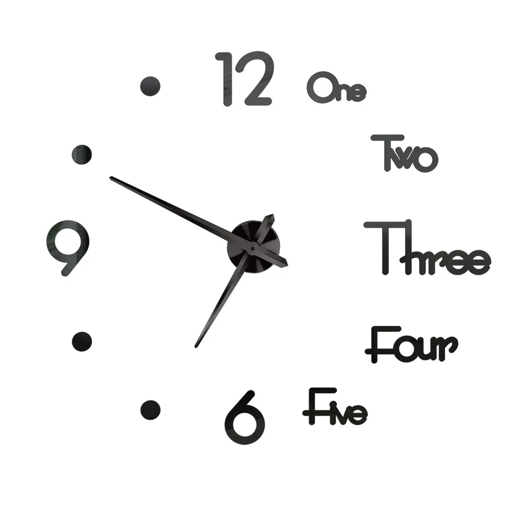 3D DIY Wall Clock - Modern Acrylic Mirror Sticker Quartz Clock For Living Room Decor With Silent Movement