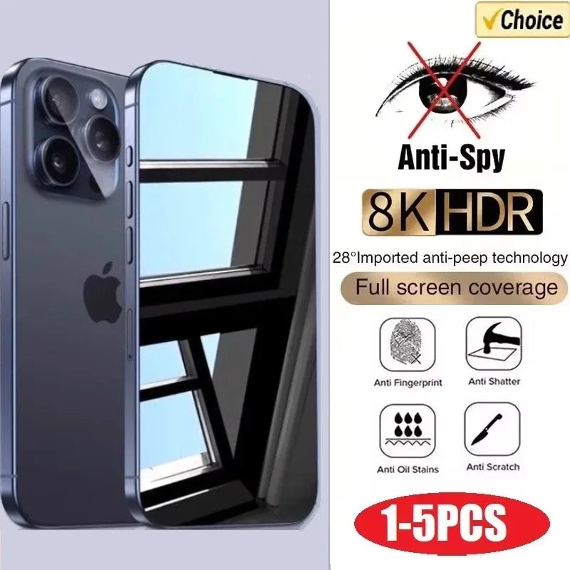 1-5PCS Anti-Spy Privacy Screen Protector for iPhone – Fits iPhone 6, 7, 8, X, XS, XR, 11, 12, 13, 14, 15, 16, 17 Pro/Max/Mini