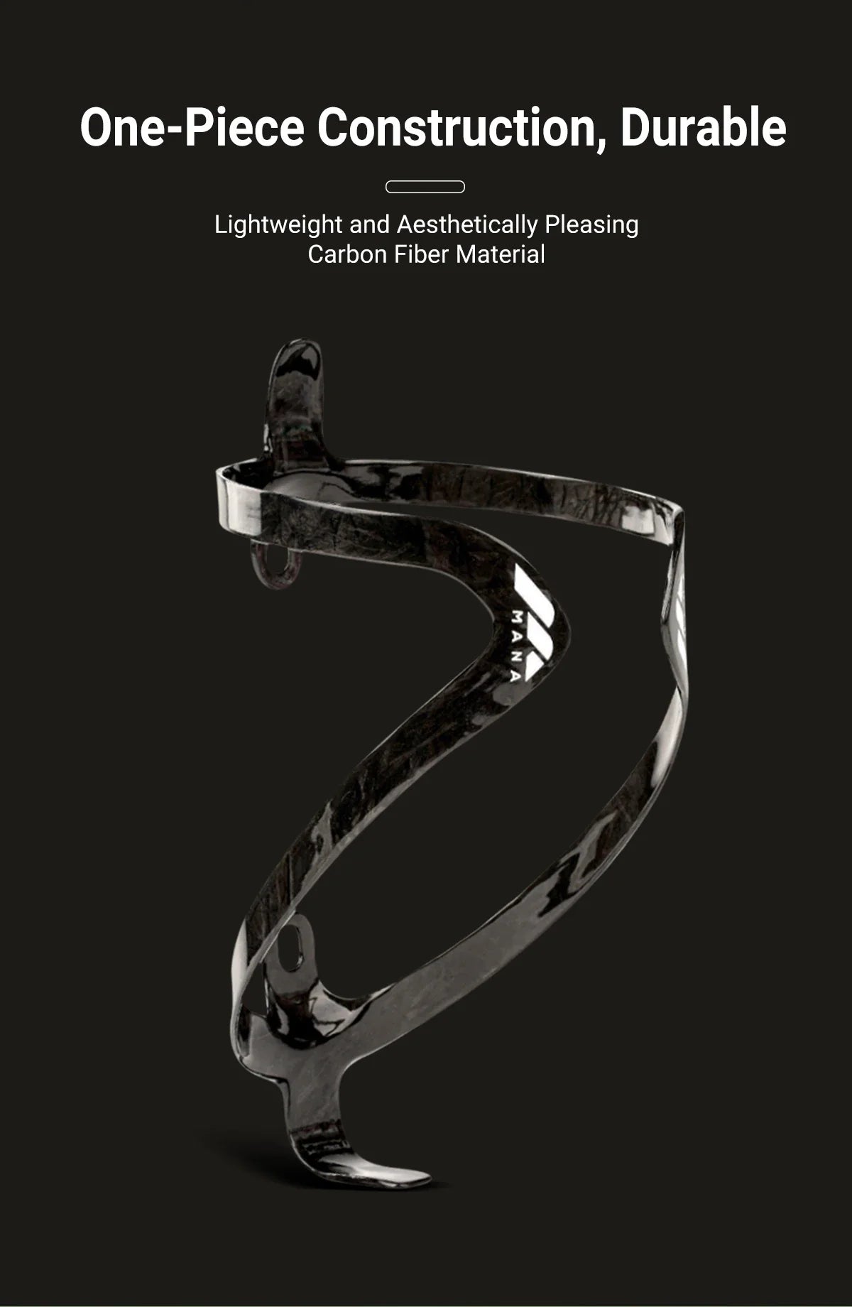 MANA 12g Marble-Pattern Carbon Fiber Bicycle Bottle Cage — Ultra-Light Full Carbon with Aluminum Alloy Screws for Road/MTB/Gravel