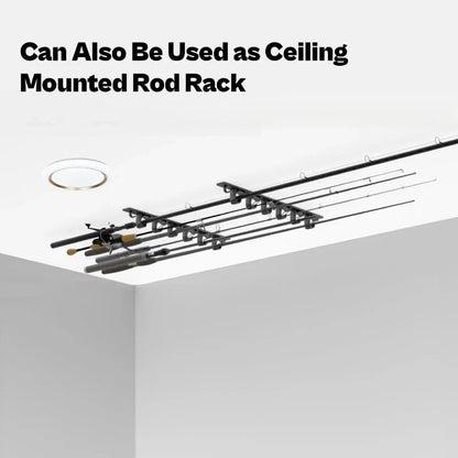 Wall Ceiling Fishing Rod Holder - 6 Rod Horizontal Storage Rack for Garage Organization & Tackle Gear