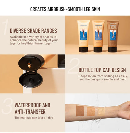 Waterproof Long-Lasting Leg Makeup Lotion — Medium Bronze Body Foundation & Tanning Cream for Even Skin Tone