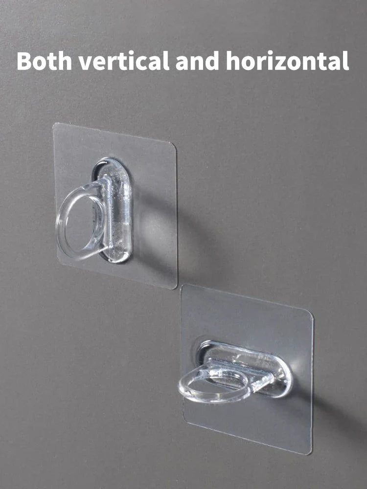 5/10PCS Transparent Ring Hooks – Perforation-Free Waterproof & Rust-Resistant Storage for Bathroom and Toilet Supplies