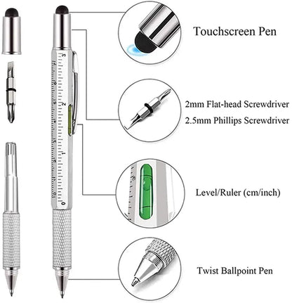 7 in 1 Multifunction Ballpoint Pen - Ruler, Screwdriver, Touch Screen Stylus, Spirit Level, and More