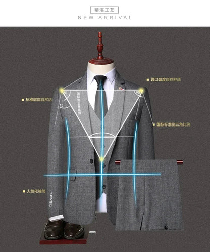 Traje de Hombre Elegante – 3-Piece Slim Fit Suit (Blazer + Vest + Pants) | Men’s Business & Wedding Suit 6XL
