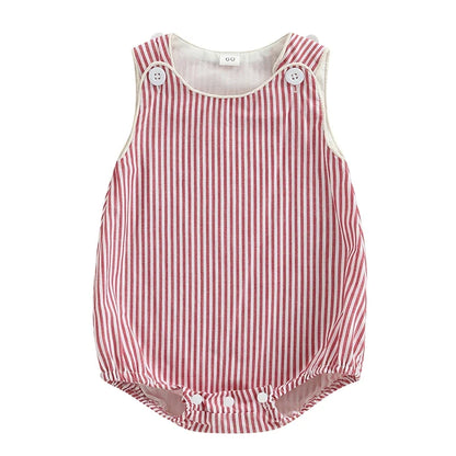 Infant Striped Sleeveless Romper - Baby Snap Closure Summer Jumpsuit