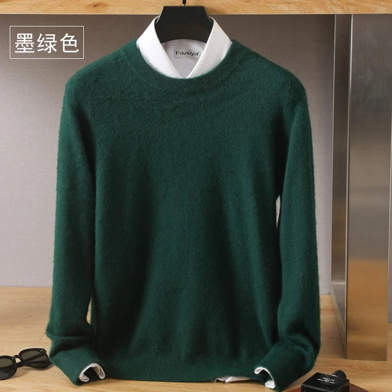 Men's Pure Mink Cashmere Sweater - Luxury O-Neck Long Sleeve Knit Pullover For Autumn & Winter Fashion