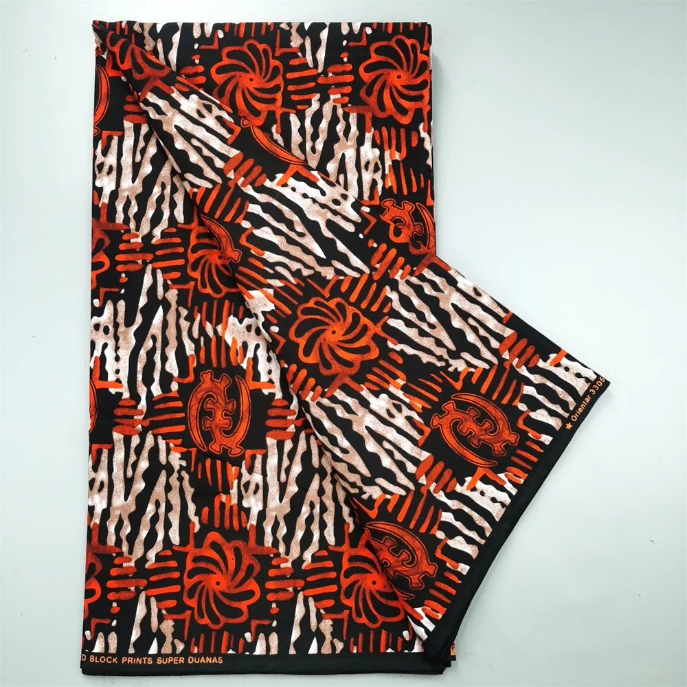 African Real Wax Ankara Fabric - 100% Cotton 6 Yards Nigerian Print Party Dress Sewing Material
