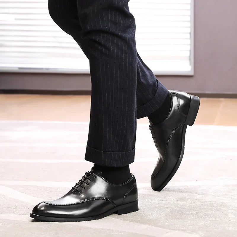 Men’s Genuine Leather British Dress Shoes - Elegant Carved Business & Formal Wedding Shoes for Classic Style