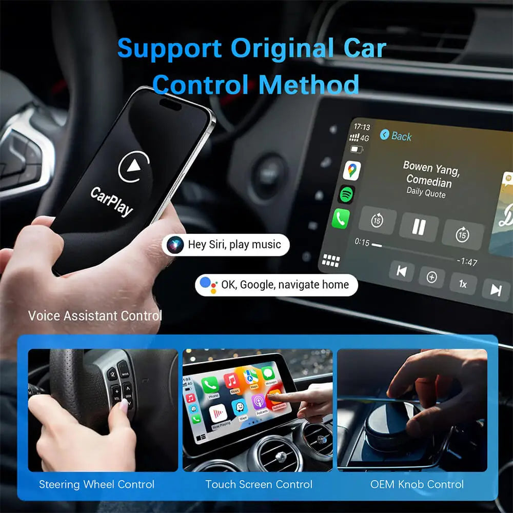 2024 Mini Apple CarPlay Wireless Adapter – Bluetooth and WiFi Dongle for Fast, Plug and Play Connection in OEM Wired CarPlay Vehicles