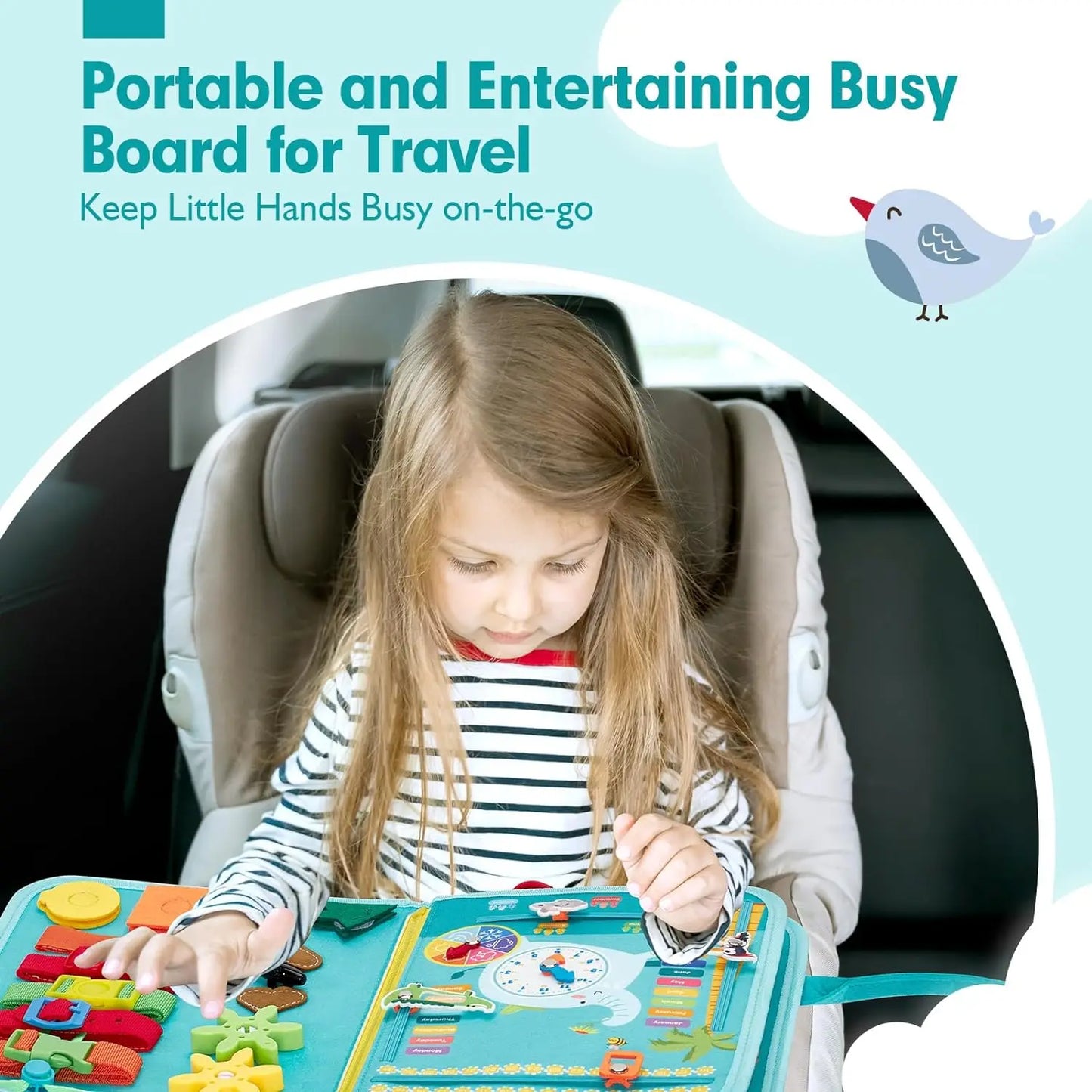 Montessori Busy Book – Portable Educational Toy for Toddlers, Travel Activity Board, Fine Motor Skills & Early Learning