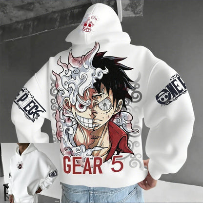 One Piece Luffy Gear 5 Anime Hoodie – Unisex Streetwear Pullover Sweatshirt