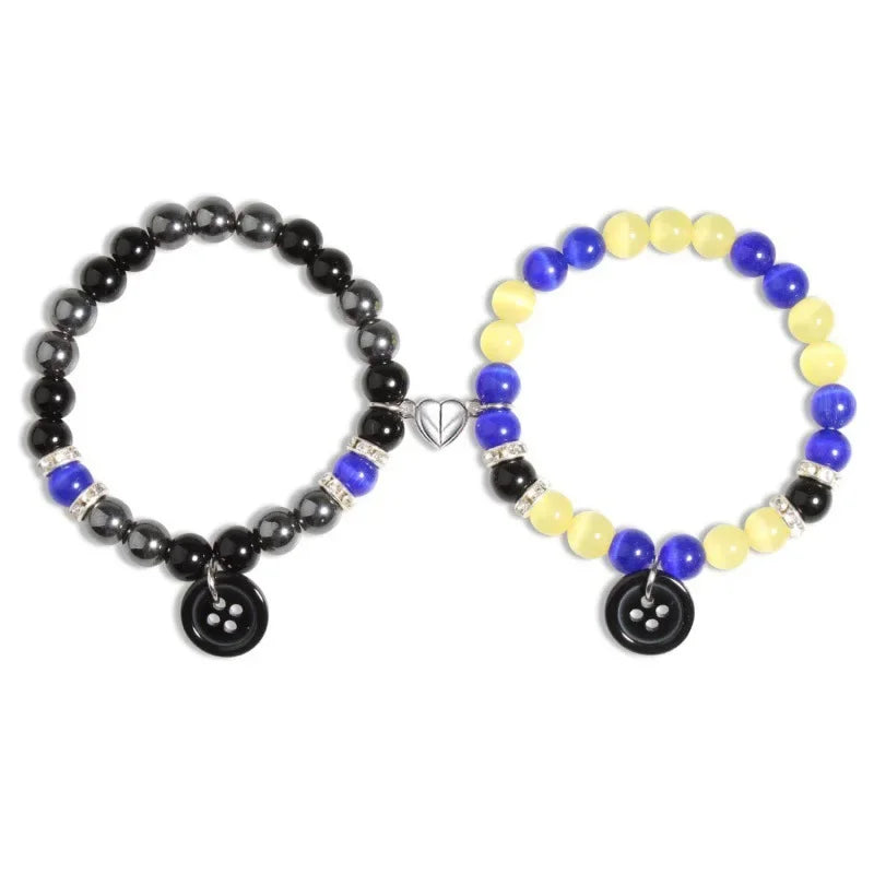 2-Piece Spider Cat Beaded Bracelet Set - Cat Eye Heart Friendship Bracelets with Colorful Beads for Best Friends