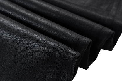 Men’s Streetwear Black Wax Leather Stretch Jeans — Baggy Y2K Flare Oversized Straight Denim Trousers