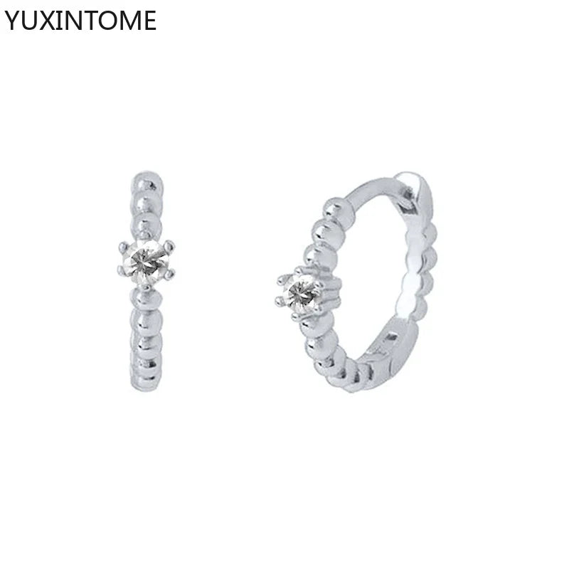 925 Sterling Silver White Zircon Hoop Earrings for Women – Fashion Geometric Crystal Silver Earrings Fine Jewelry Elegant Daily Wear Jewelry
