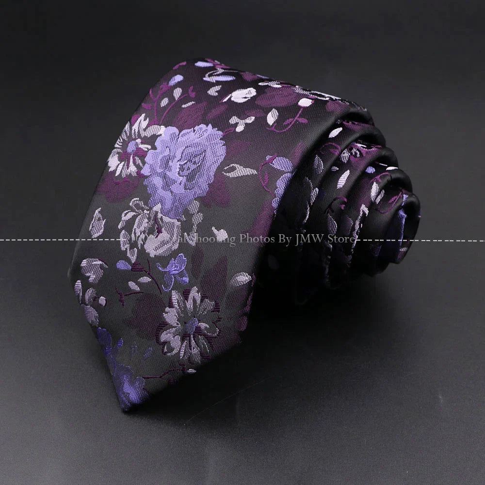 Men’s Wedding Floral Necktie - Wave Fireworks Meteor Flower Design Tie for Groom, Business & Formal Accessories Gift