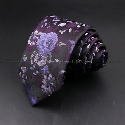 Men’s Wedding Floral Necktie - Wave Fireworks Meteor Flower Design Tie for Groom, Business & Formal Accessories Gift