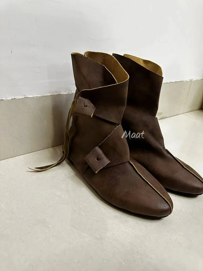 Men’s Medieval Cosplay Boots – PU Leather Ankle Shoes, Victorian Renaissance Style