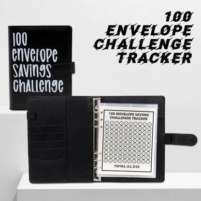 100 Day Couple's Challenge Journal – PU Leather Loose-Leaf Savings Book with Magnetic Buckle, Save & Make Money Notebook