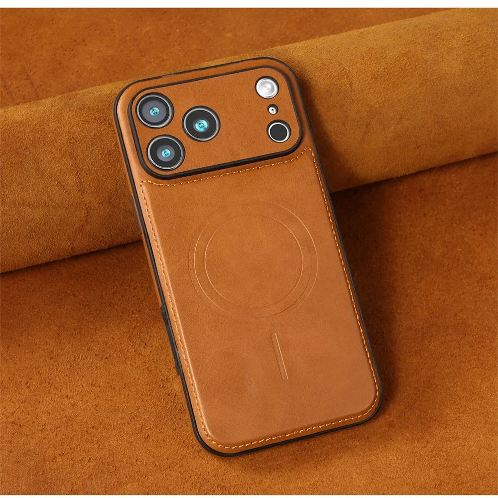 Luxury Magnetic Leather Case - Shockproof MagSafe Compatible Cover for iPhone 12, 13, 14, 15, 16 & 17 Series