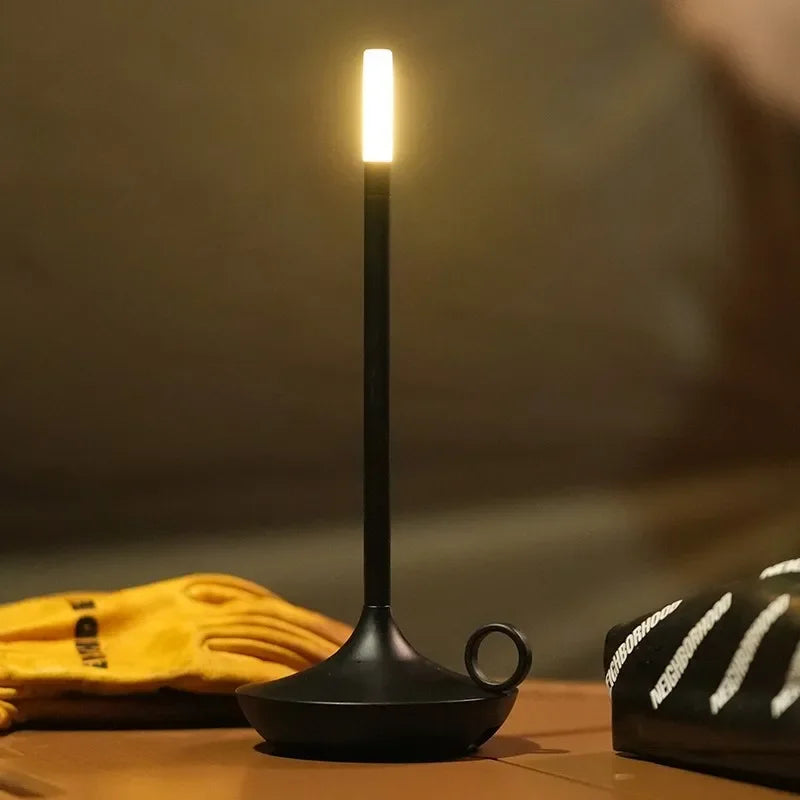 Rechargeable LED Candlelight Table Lamp - Touch Control Night Light for Restaurant, Bar & Desktop Decor