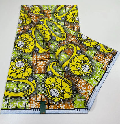 African Real Print Ankara Wax Fabric - Soft 100% Cotton Pagne 6 Yards
