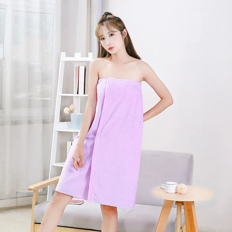 Women’s Fast Drying Wearable Bath Towel Wrap – Soft Microfiber Spa Bathrobe with Bowknot for Shower, Beach & Bathroom
