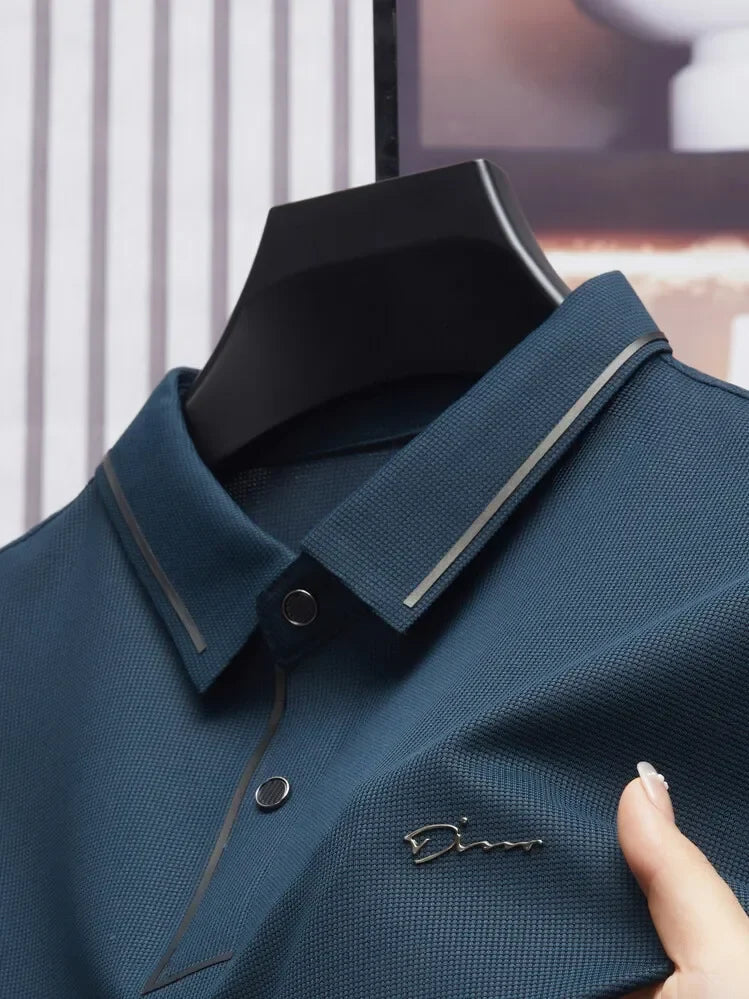 Men's Premium Luxury Polo Shirt - Seamless Cool Fabric Slim Fit Business Golf Top