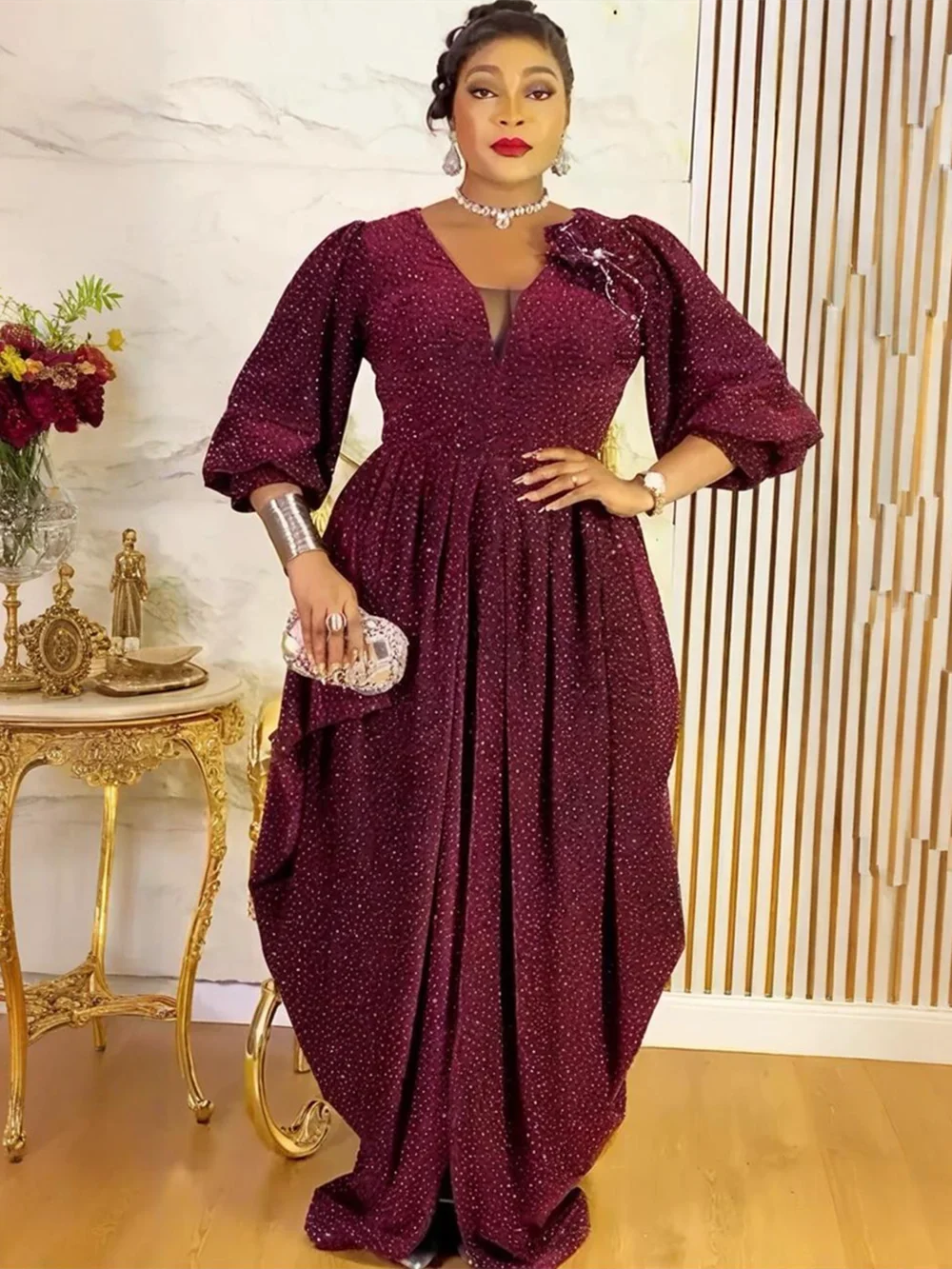 Women’s Plus Size Ankara Maxi Dress - Elegant Dashiki African Party & Wedding Evening Gown